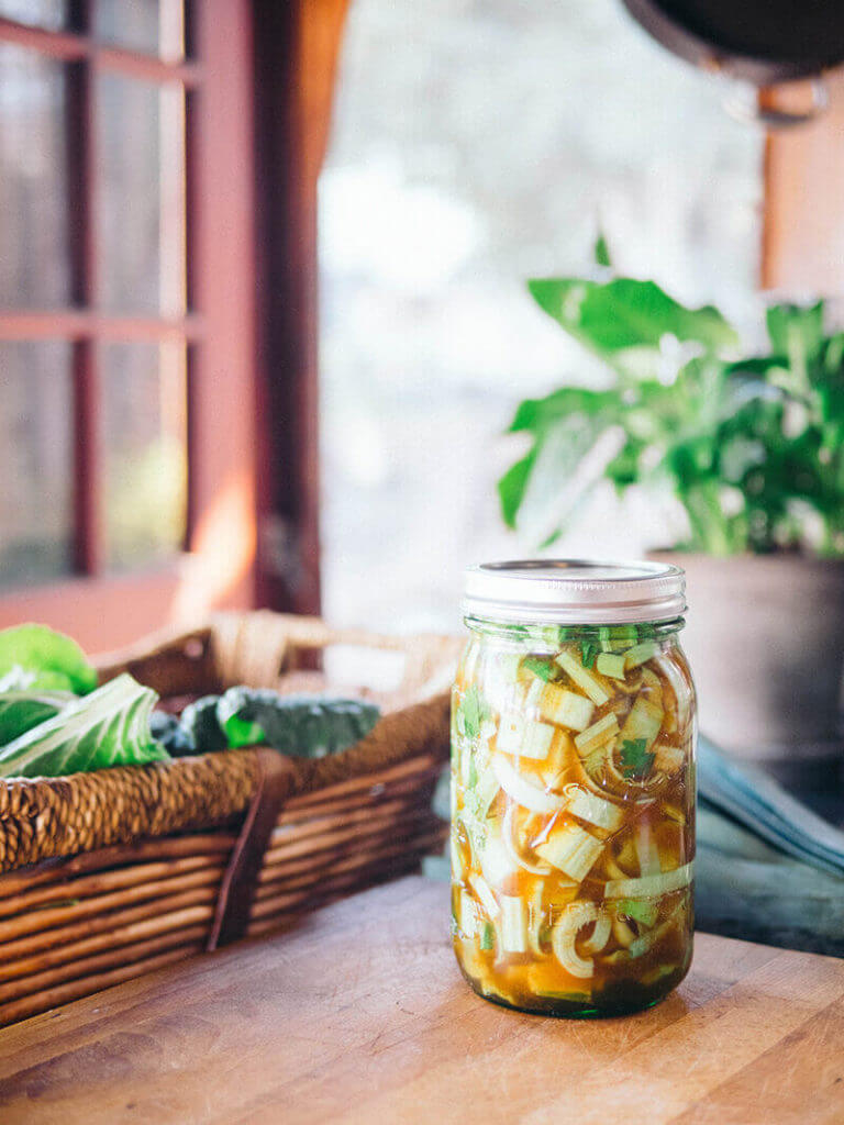 Sriracha stem pickles on Freshly Preserved Ideas
